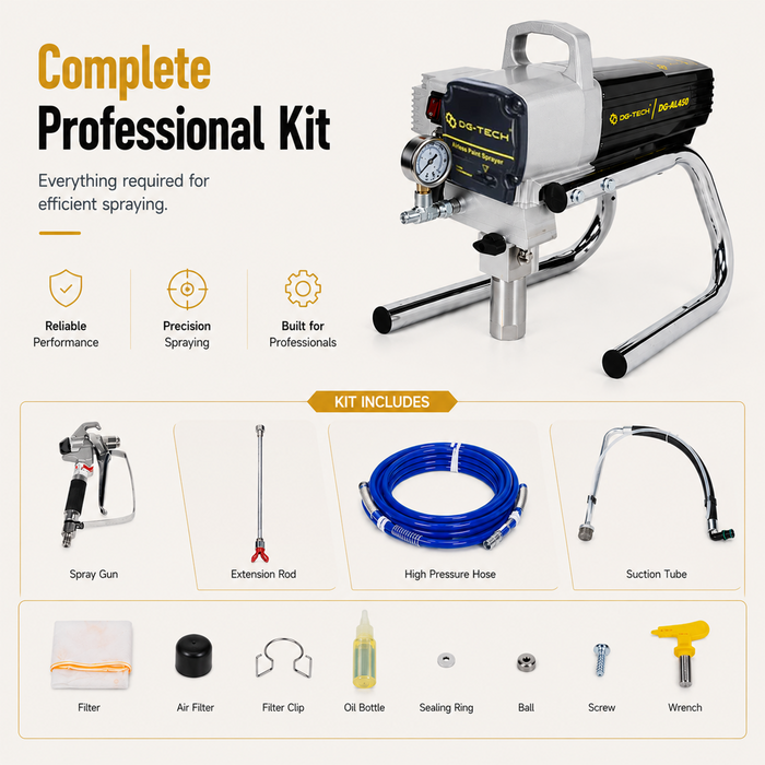 Pilot Airless Paint Sprayer 450 | 1800W Heavy Duty High Pressure Paint Machine | 3000 PSI Electric Spray Gun with 2.5L/Min Flow Rate for Walls, Industrial Coating, Furniture & Renovation