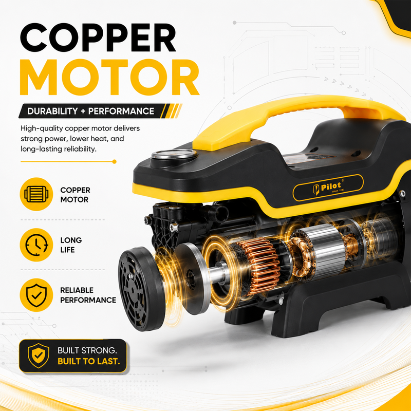 Pilot High Pressure Washer 2600W Copper Motor | 160 Bar Car & Bike Washer | Water Pressure Pump for Car Washing | Portable Power Cleaning Machine | 10L/min Flow for Home & Garden (PWC-04)
