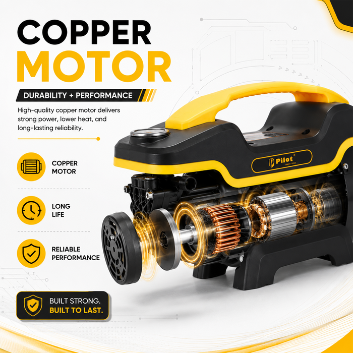 Pilot High Pressure Washer 2600W Copper Motor | 160 Bar Car & Bike Washer | Water Pressure Pump for Car Washing | Portable Power Cleaning Machine | 10L/min Flow for Home & Garden (PWC-04)