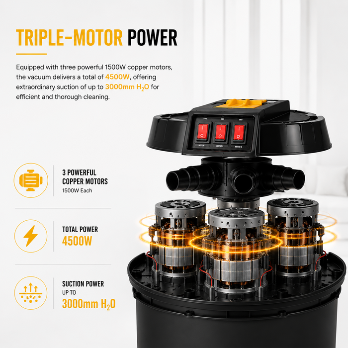 Pilot 100L Wet and Dry Vacuum Cleaner | 4500W Triple Copper Motor | Stainless Steel Body | Heavy Duty Industrial Vacuum | High Suction for Factory, Garage & Commercial Use