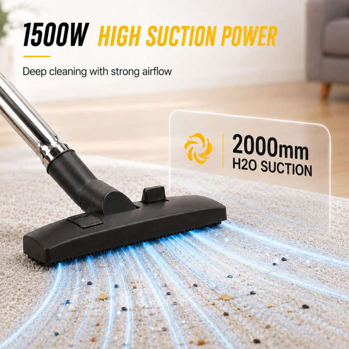 Pilot 45L Wet and Dry Vacuum Cleaner | 1500W Copper Motor (Single) | Stainless Steel Body | High Suction Heavy Duty Industrial Vacuum | Ideal for Home, Car, Garage & Workshop Use