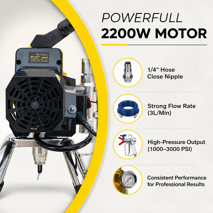 Pilot Airless Paint Sprayer 395 2200W High Pressure Painting Machine | 3L/Min Professional Industrial Spray Gun for Wall & Commercial Use