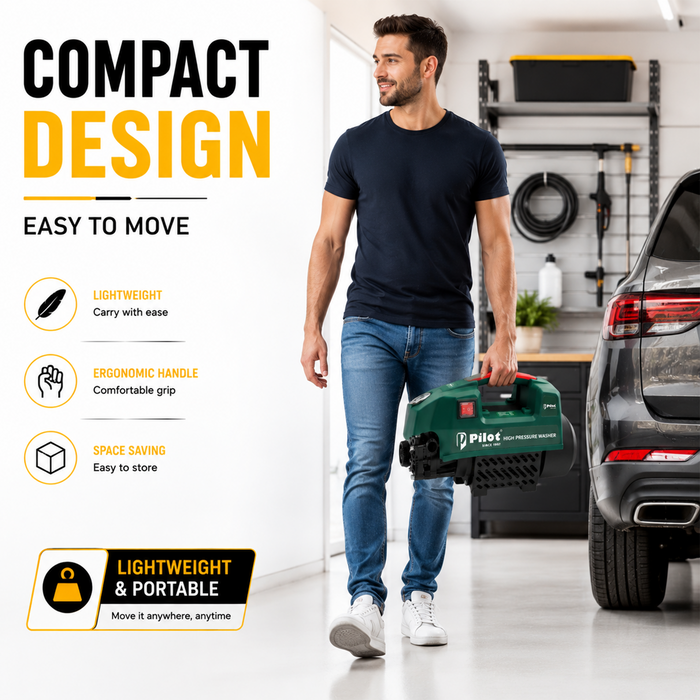 Pilot 2400W High Pressure Car Washer | 150 Bar 10L/min Water Flow | Portable Pressure Washer for Car, Bike, Home Cleaning, Patio & Garden Use | PL-PWC-02