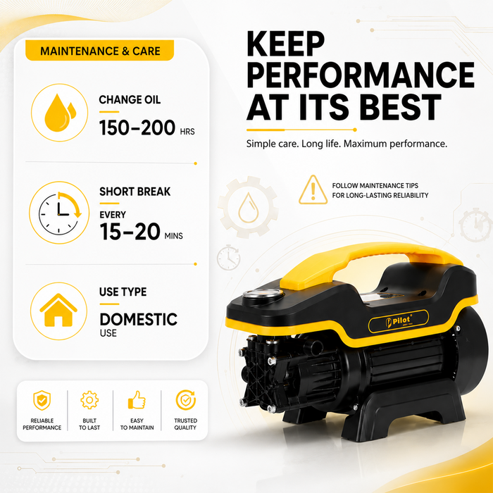 Pilot High Pressure Washer 2600W Copper Motor | 160 Bar Car & Bike Washer | Water Pressure Pump for Car Washing | Portable Power Cleaning Machine | 10L/min Flow for Home & Garden (PWC-04)