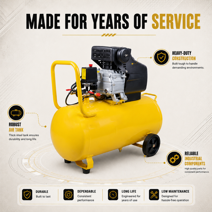 Pilot 4HP Direct Drive Air Compressor 80L, 256L/min Air Flow, 8 Bar/115 PSI, High Performance Compressor for Pneumatic Tools, Industrial & Workshop Applications