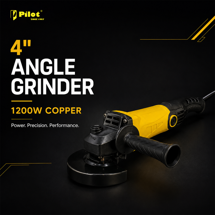 Pilot Angle Grinder 4 Inch 1200W Copper Motor | 100mm Disc High-Speed Cutting & Grinding Machine