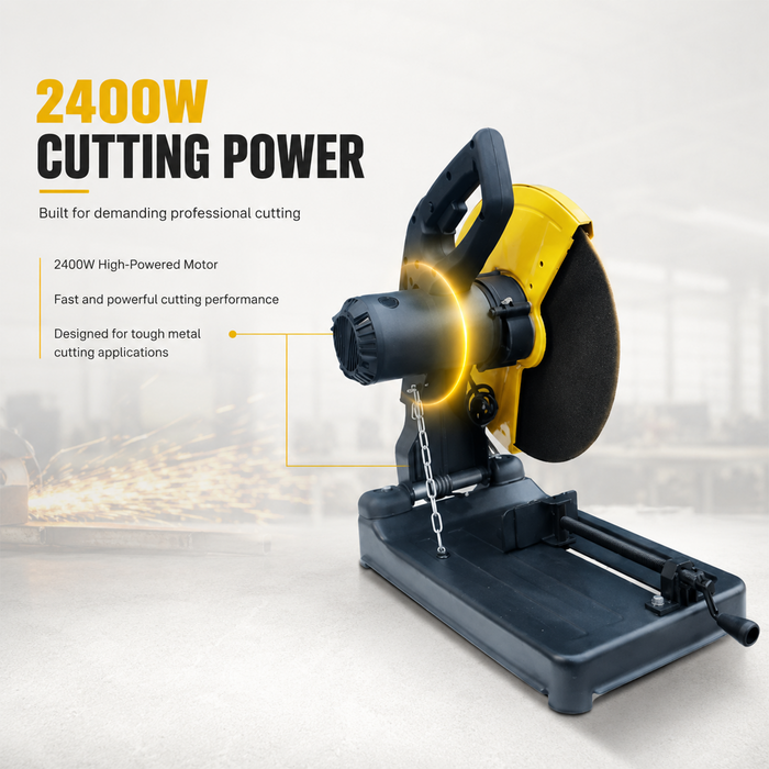 Pilot Cut Off Machine 2400W 355MM (14 Inch) | 3500 RPM Heavy Duty Metal Cutting Saw | Industrial Chop Saw for Steel Rods, Pipes, Iron & Fabrication Work