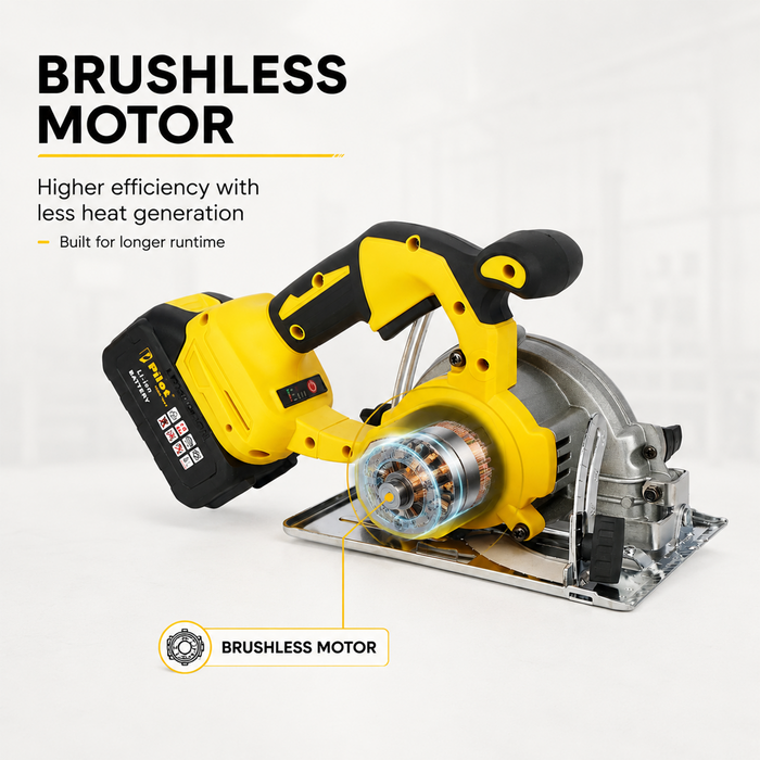 Pilot 21V Cordless Marble Cutter 125MM | Brushless Motor, 4.0Ah Battery, 5000 RPM, Heavy Duty Tile Granite Stone Cutting Machine