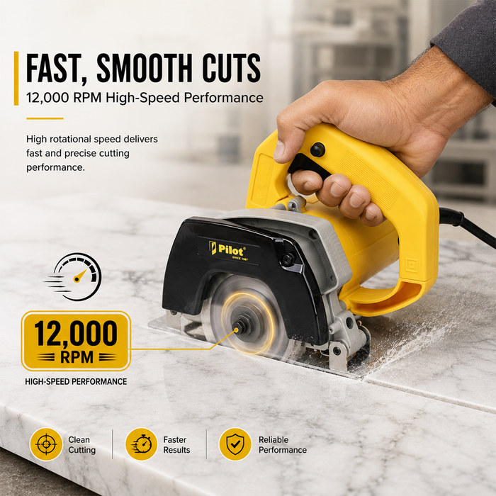 Pilot Marble Cutter 1200W SA Type Copper Motor | 110mm Blade | 12,000 RPM Stone & Tile Cutting Machine
