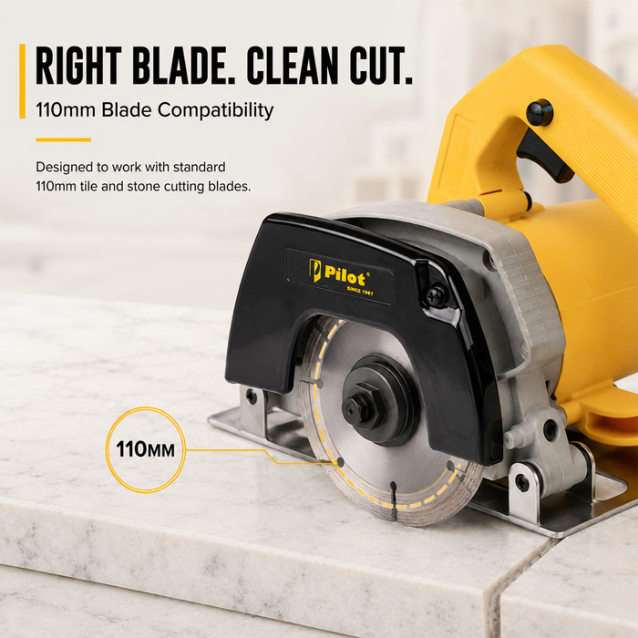 Pilot Marble Cutter 1200W SA Type Copper Motor | 110mm Blade | 12,000 RPM Stone & Tile Cutting Machine