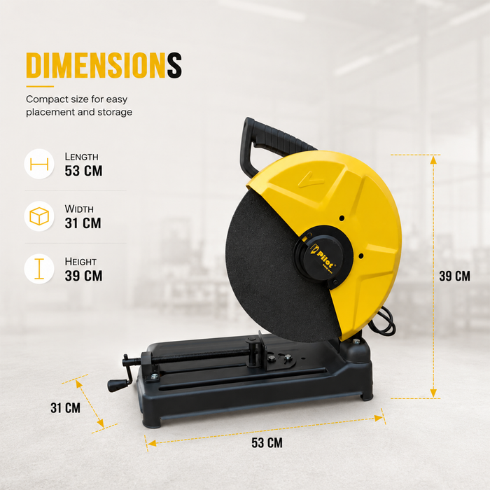 Pilot Cut Off Machine 2400W 355MM (14 Inch) | 3500 RPM Heavy Duty Metal Cutting Saw | Industrial Chop Saw for Steel Rods, Pipes, Iron & Fabrication Work