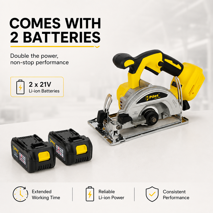 Pilot 21V Cordless Marble Cutter 125MM | Brushless Motor, 4.0Ah Battery, 5000 RPM, Heavy Duty Tile Granite Stone Cutting Machine