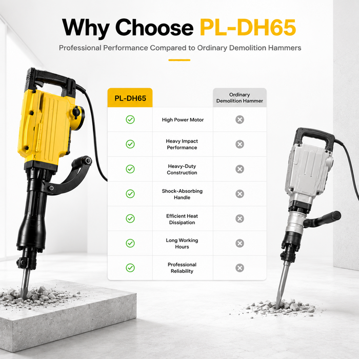 Pilot Demolition Hammer 16KG 2000W Electric Jack Hammer | 45J Impact Energy | 1400 BPM Heavy Duty Concrete Breaker with Shock-Absorbing Handle for RCC, Concrete, Roadwork, Construction & Industrial Demolition