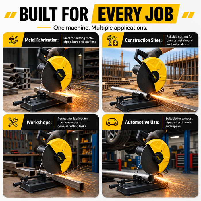 Pilot Cut Off Machine 2400W 355MM (14 Inch) | 3500 RPM Heavy Duty Metal Cutting Saw | Industrial Chop Saw for Steel Rods, Pipes, Iron & Fabrication Work