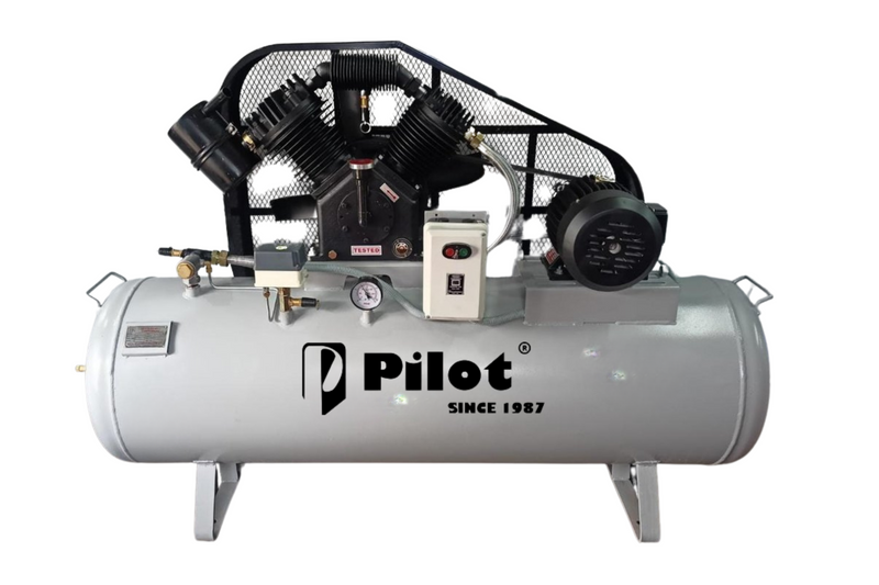 Belt Driven Air Compressor Double Cylinder 220L 7.5HP Crompton Motor