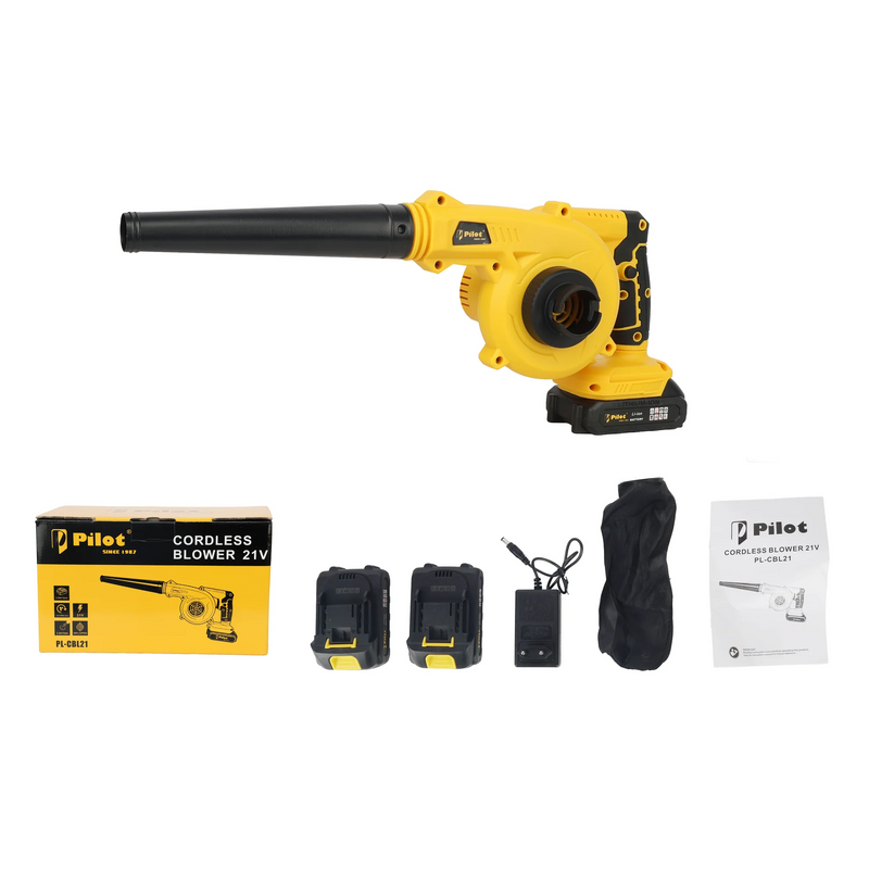 Pilot 21V Cordless Blower | 11000 RPM High-Speed Airflow | 2.3 m³/min | 2.0Ah Battery | Lightweight Electric Air Blower for Home, Car & Workshop Cleaning