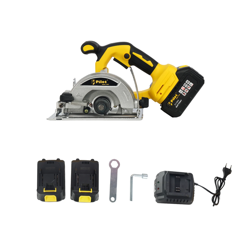 Pilot 21V Cordless Marble Cutter 125MM | Brushless Motor, 4.0Ah Battery, 5000 RPM, Heavy Duty Tile Granite Stone Cutting Machine