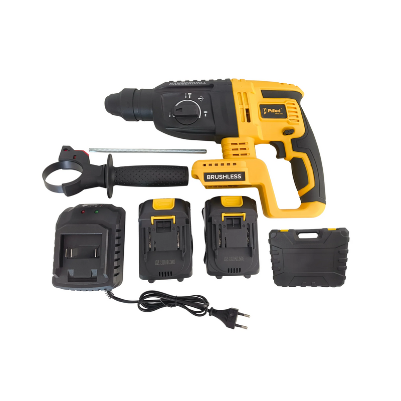 Pilot 21V Cordless Rotary Hammer Drill | Brushless Copper Motor, 3.0Ah Battery, SDS Plus Chuck 26MM, 3.0J Impact Energy, 0-2800 RPM | Heavy Duty Concrete Drilling Machine