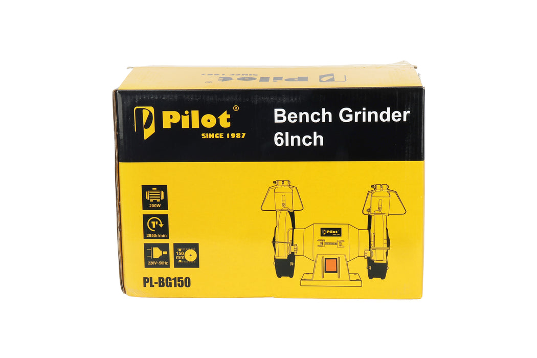 Pilot Bench Grinder 6 Inch 200W Electric Grinding Machine | 2950 RPM Heavy Duty Bench Grinder for Tool Sharpening, Metal Grinding, Rust Removal, Polishing & Workshop Use