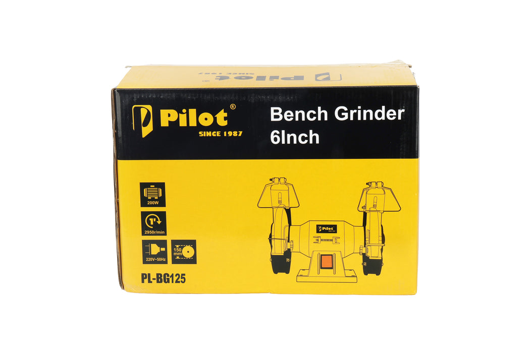 Pilot Bench Grinder 5 Inch (125mm) 200W Electric Grinding Machine | 2950 RPM Heavy Duty Bench Grinder for Tool Sharpening, Metal Grinding, Rust Removal, Polishing & Workshop Use
