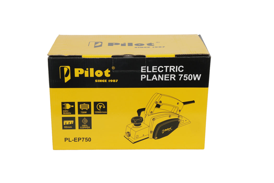 Pilot Electric Planer 750W 82mm Wood Planer | 15500 RPM Heavy Duty Hand Planer with Adjustable Depth Control for Woodworking, Carpentry, Furniture Making & Construction