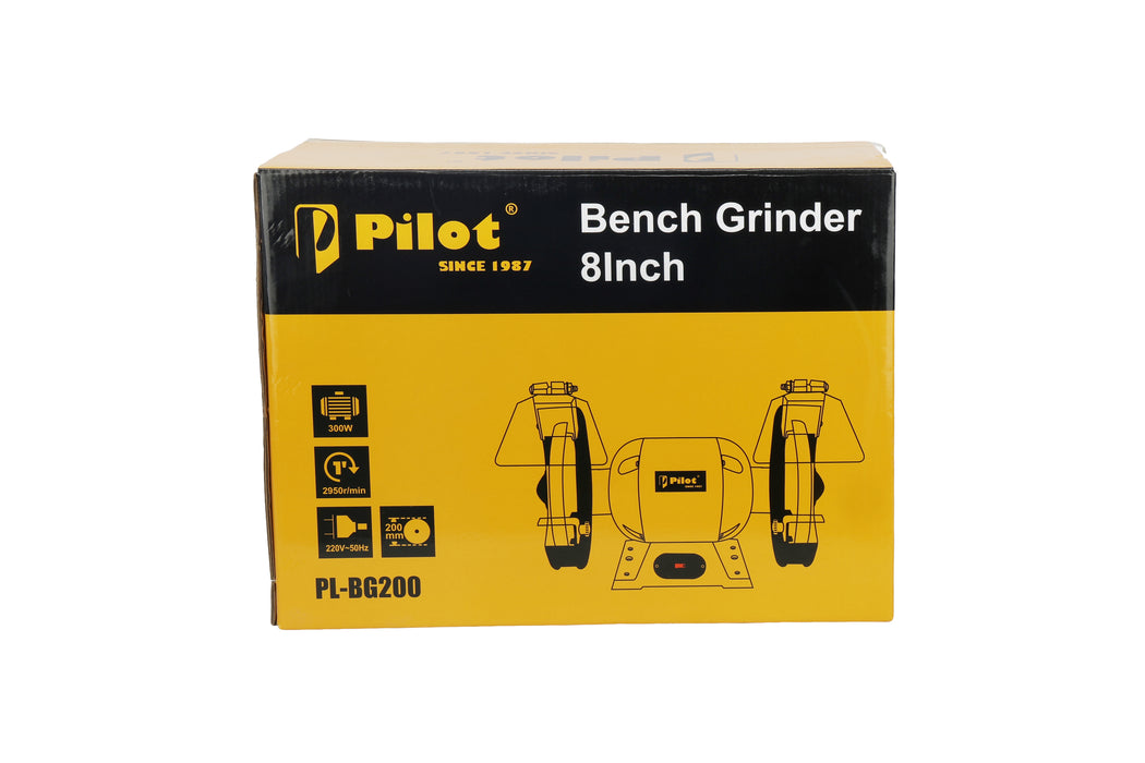 Pilot Bench Grinder 8 Inch 300W Electric Grinding Machine | 2950 RPM Heavy Duty Bench Grinder for Tool Sharpening, Metal Grinding, Rust Removal, Polishing & Workshop Use