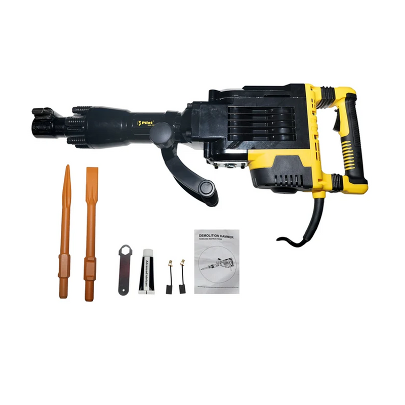 Pilot Demolition Hammer 24KG 3000W Electric Jack Hammer | 75J Impact Energy | 2200 BPM Heavy Duty Concrete Breaker with Comfort Grip Handle for RCC, Concrete, Roadwork, Construction & Industrial Demolition