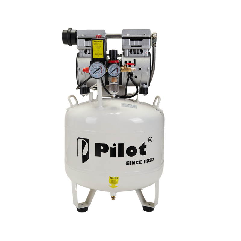 Pilot Tools Oil-Free Silent Air Compressor 40L Round 750W Copper | PL-OF40C