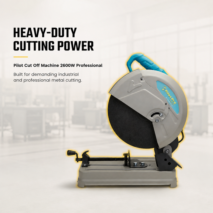 Pilot Cut Off Machine 2600W Professional | 355MM (14 Inch) Metal Cutting Saw | 3500 RPM Heavy Duty Chop Saw for Steel, Iron, Pipes, Rebar & Industrial Fabrication Work