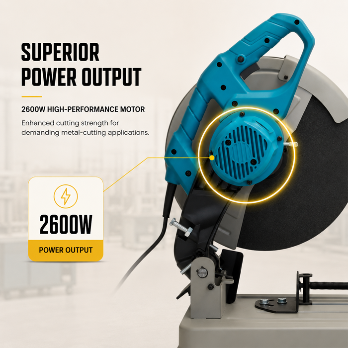 Pilot Cut Off Machine 2600W Professional | 355MM (14 Inch) Metal Cutting Saw | 3500 RPM Heavy Duty Chop Saw for Steel, Iron, Pipes, Rebar & Industrial Fabrication Work