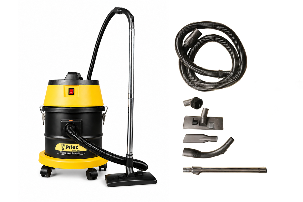 Pilot 25L Wet & Dry Vacuum Cleaner for Home & Commercial Use | 1200W Copper Motor | High Suction 2000mm H₂O | Compact & Portable |  High Strength Stainless Steel Body