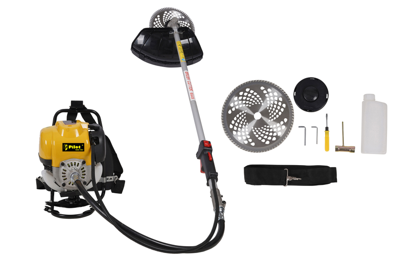 Pilot 35CC 4-Stroke Backpack Brush Cutter | Petrol Grass Trimmer | Heavy Duty Brush Cutter with 40T Blade, 3T Blade & Tap & Go Head
