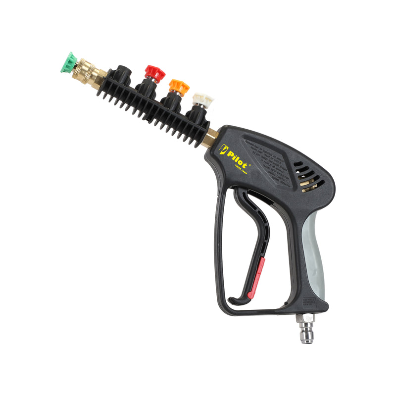 Pilot High Pressure Washer Gun 300 Bar with 4 Nozzle Set | 0°, 15°, 25° & 40° Quick Connect Nozzles | Heavy Duty Pressure Washer Spray Gun for Car, Bike & Industrial Cleaning