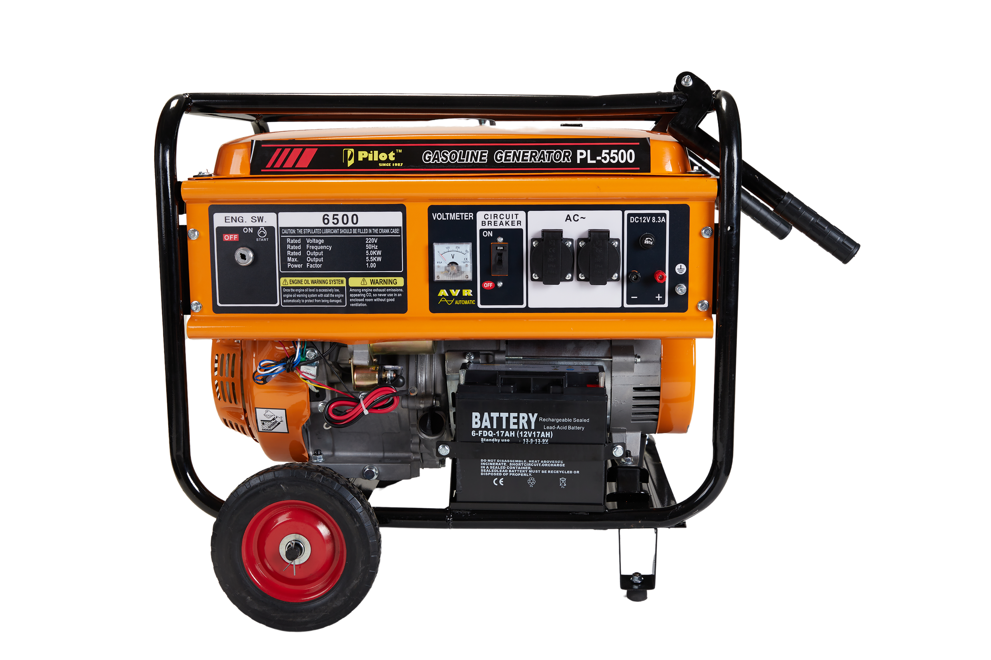 Generator 5.5KW Self Start Inbuilt Battery Wheels & Handles — Pilot Tools