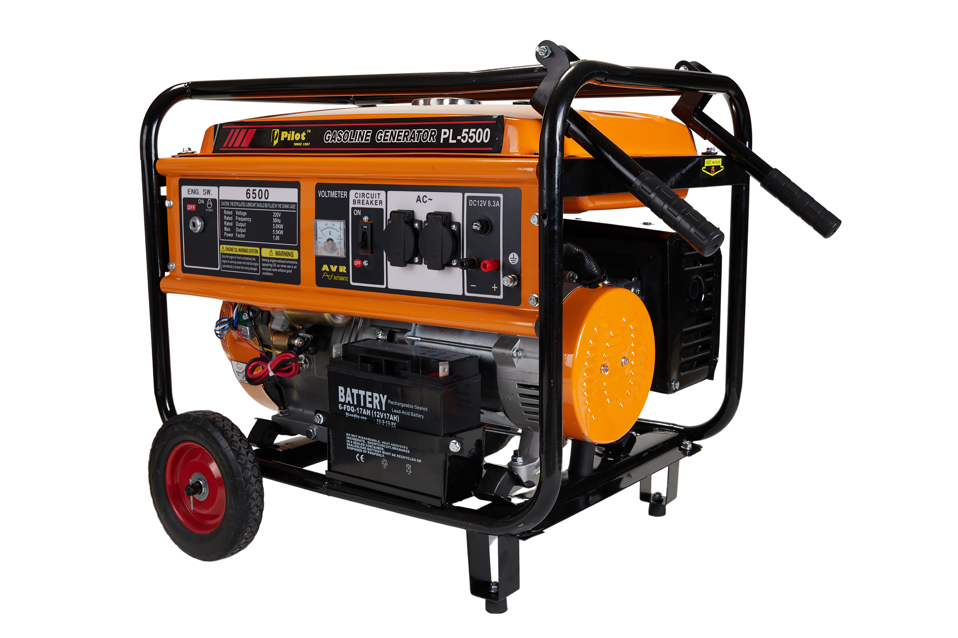 Generator 5.5KW Self Start Inbuilt Battery Wheels & Handles — Pilot Tools